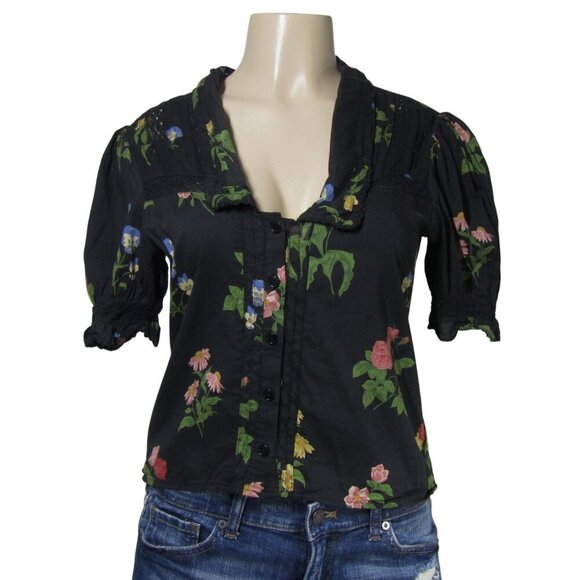 REFORMATION M Floral Night Bloom Hara Top Cottagecore Dark Romantic Witchy - Picture 1 of 11